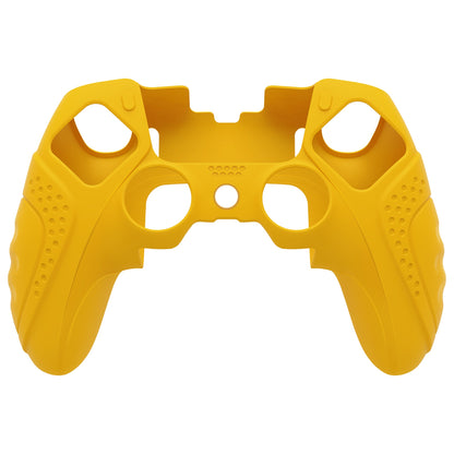 PlayVital Guardian Edition Anti-Slip Ergonomic Silicone Cover Case with Thumb Grip Caps for PS5 Edge Controller - Caution Yellow - EHPFP012 PlayVital