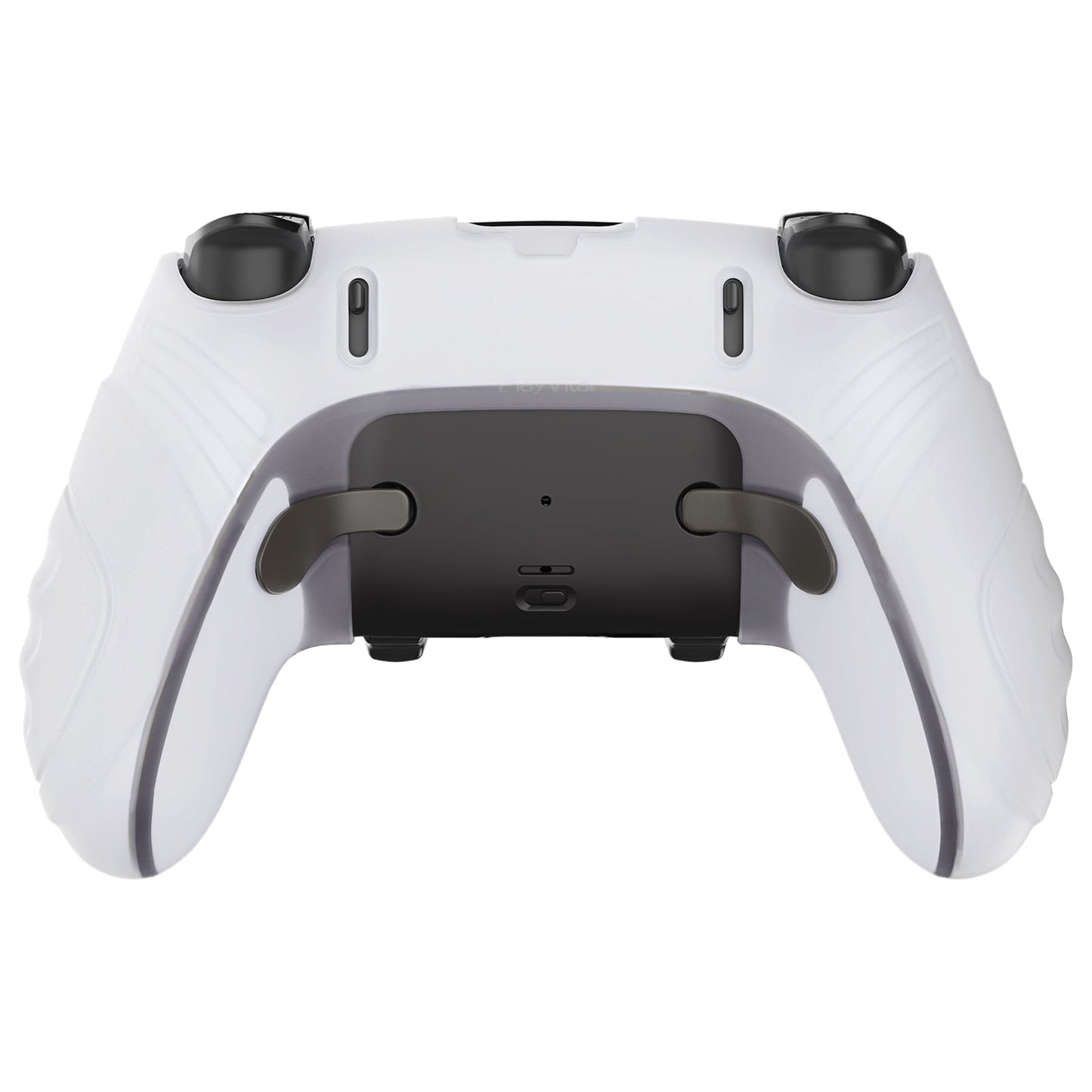 PlayVital Guardian Edition Anti-Slip Ergonomic Silicone Cover Case with Thumb Grip Caps for PS5 Edge Controller - Clear White - EHPFP003 PlayVital