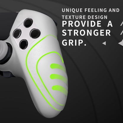 PlayVital Guardian Edition Anti-Slip Ergonomic Silicone Cover Case with Thumb Grip Caps for PS5 Edge Controller - Clear White - EHPFP003 PlayVital