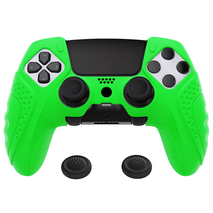 PlayVital Guardian Edition Anti-Slip Ergonomic Silicone Cover Case with Thumb Grip Caps for PS5 Edge Controller - Green - EHPFP010 PlayVital