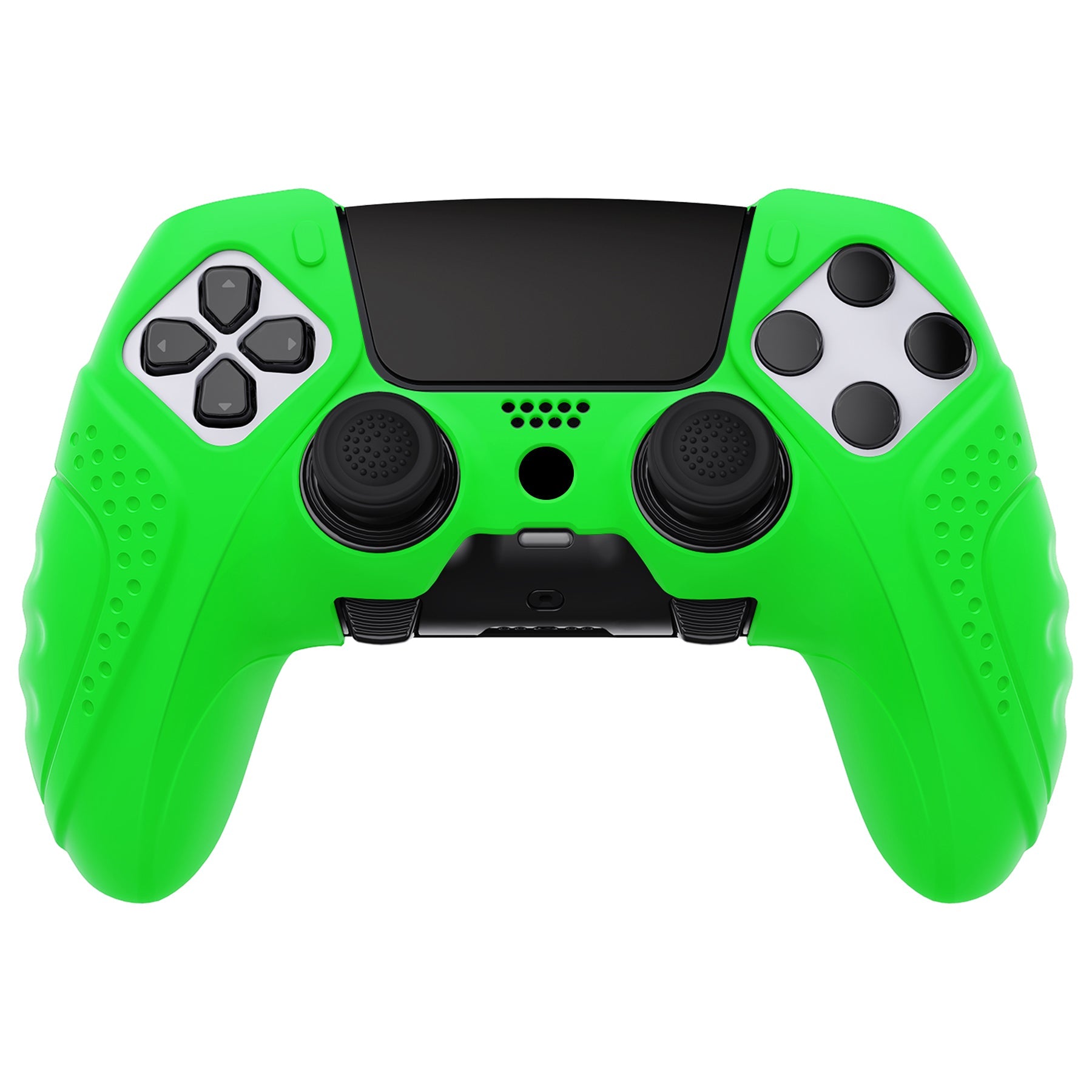 PlayVital Guardian Edition Anti-Slip Ergonomic Silicone Cover Case with Thumb Grip Caps for PS5 Edge Controller - Green - EHPFP010 PlayVital