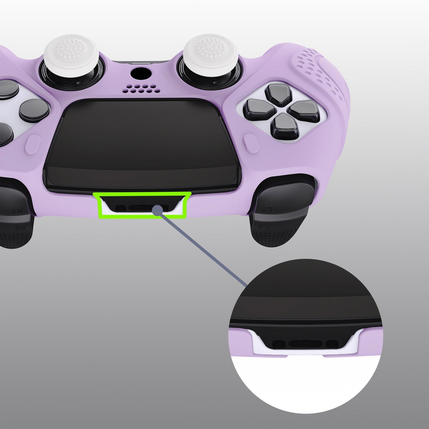 PlayVital Guardian Edition Anti-Slip Ergonomic Silicone Cover Case with Thumb Grip Caps for PS5 Edge Controller - Mauve Purple - EHPFP005 PlayVital