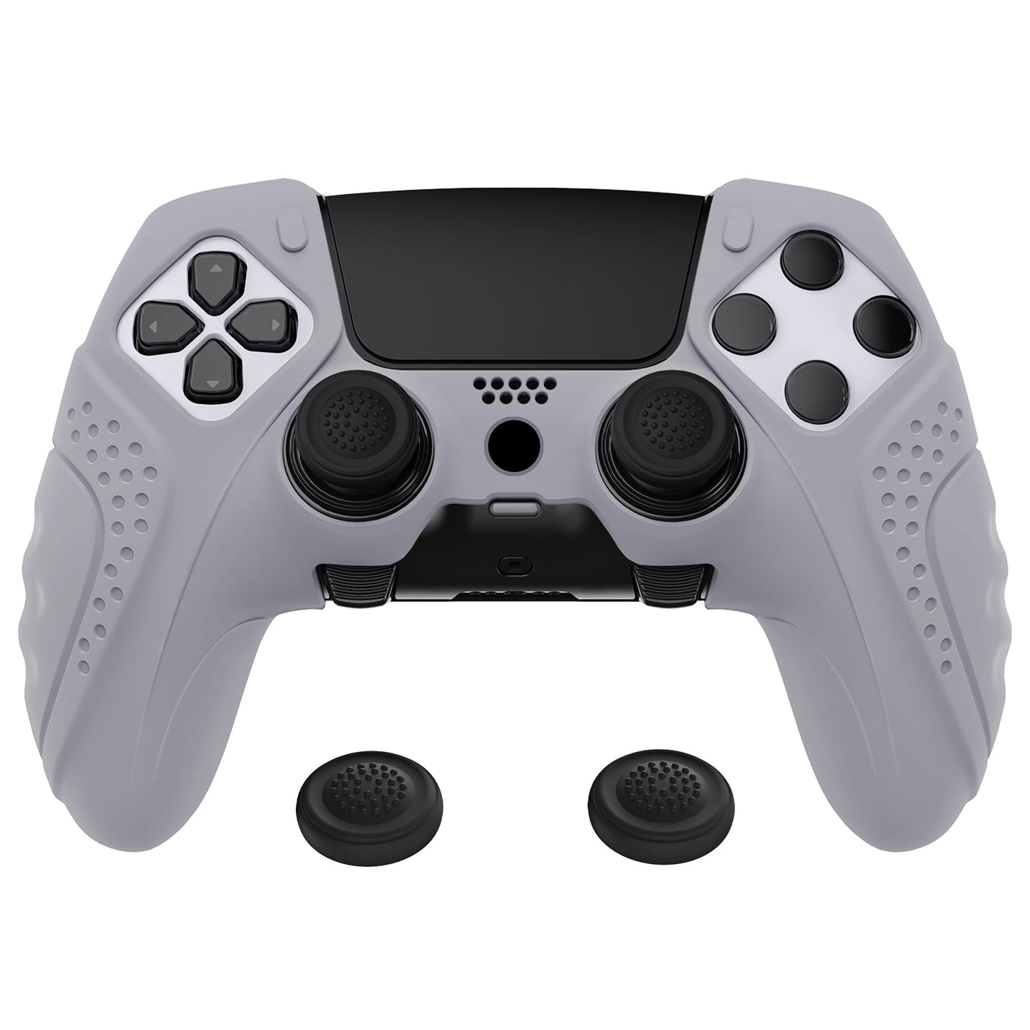 PlayVital Guardian Edition Anti-Slip Ergonomic Silicone Cover Case with Thumb Grip Caps for PS5 Edge Controller - Metallic Gray - EHPFP011 PlayVital