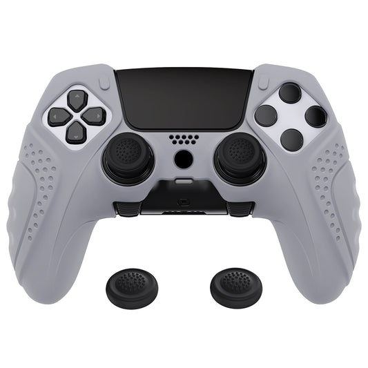 PlayVital Guardian Edition Anti-Slip Ergonomic Silicone Cover Case with Thumb Grip Caps for PS5 Edge Controller - Metallic Gray - EHPFP011 PlayVital