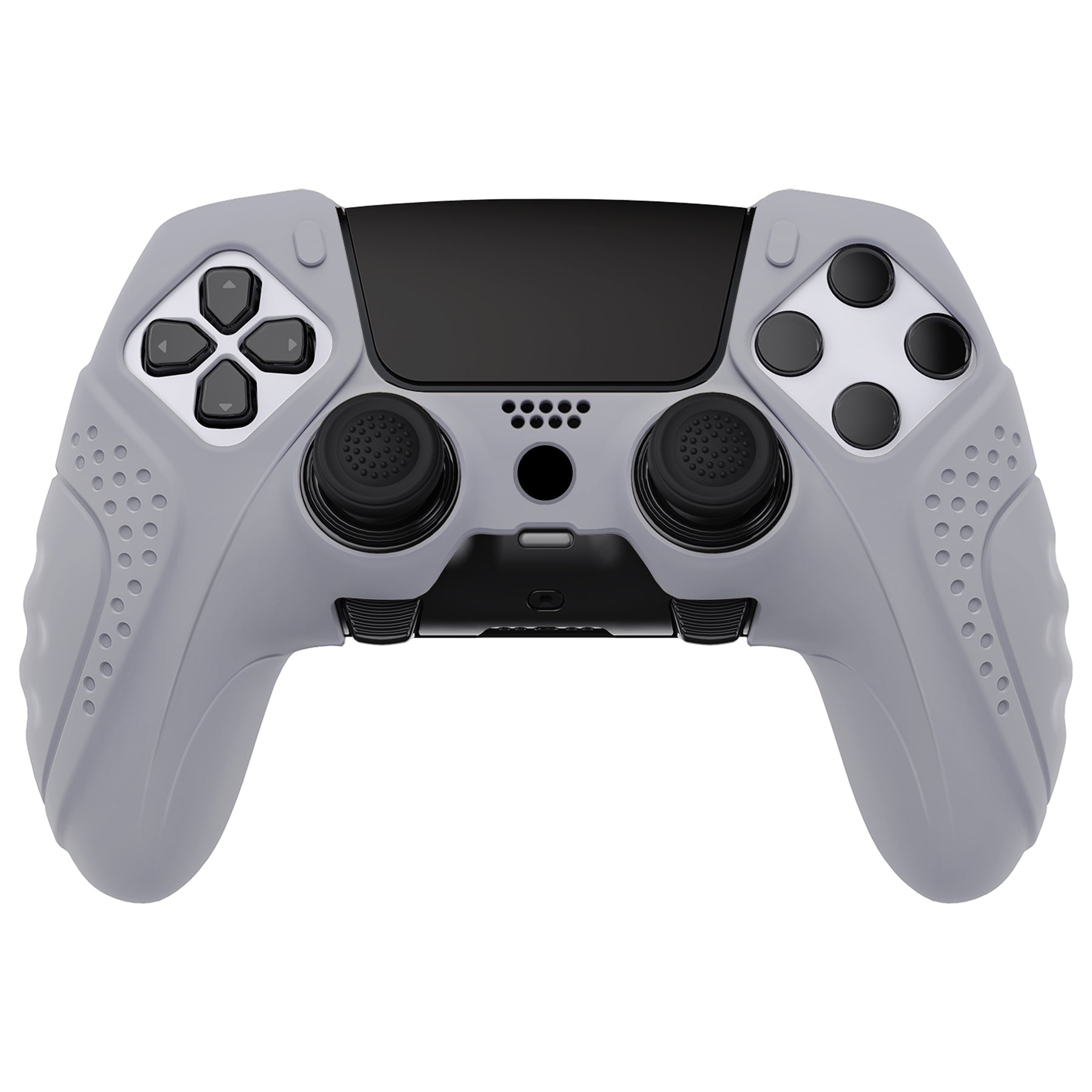 PlayVital Guardian Edition Anti-Slip Ergonomic Silicone Cover Case with Thumb Grip Caps for PS5 Edge Controller - Metallic Gray - EHPFP011 PlayVital