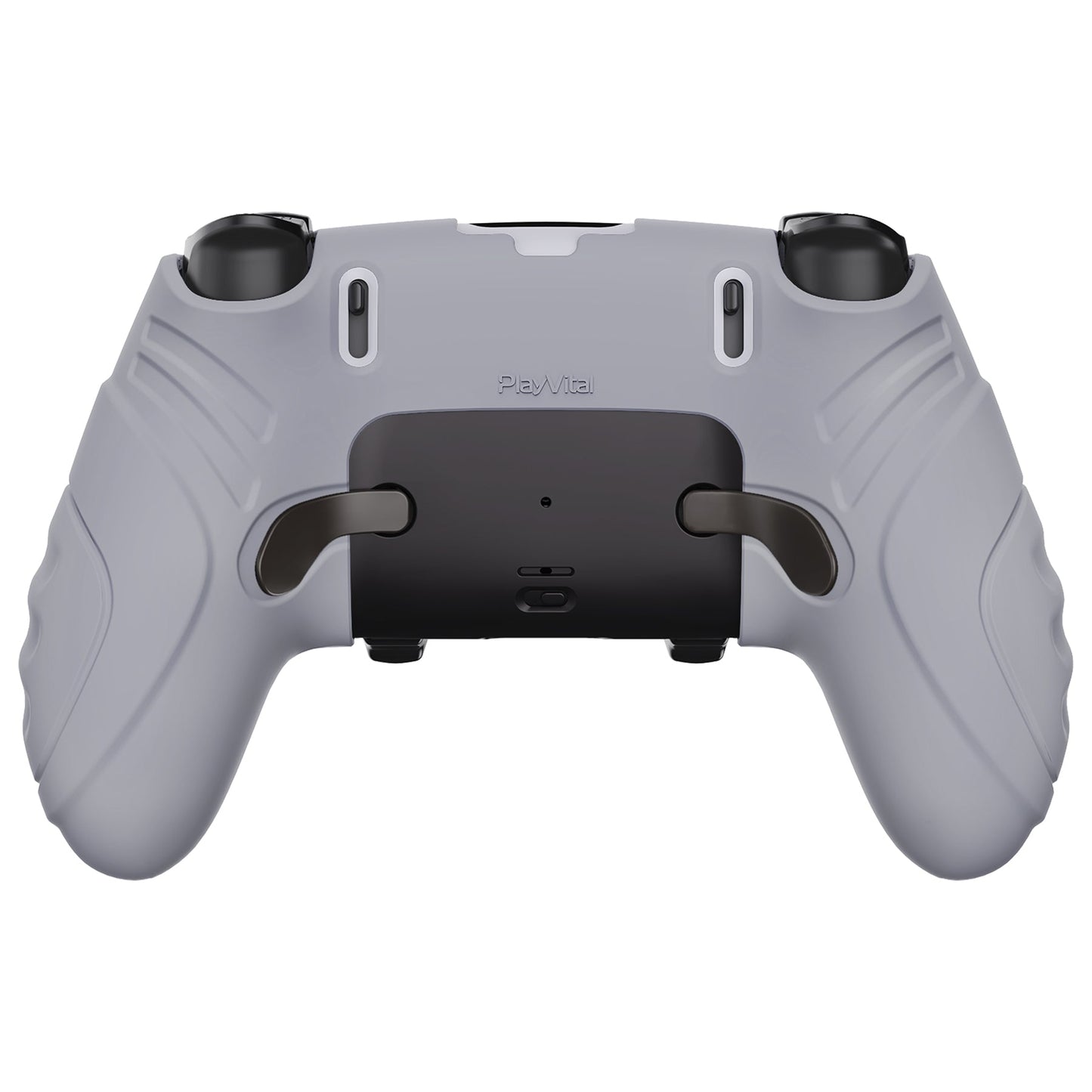 PlayVital Guardian Edition Anti-Slip Ergonomic Silicone Cover Case with Thumb Grip Caps for PS5 Edge Controller - Metallic Gray - EHPFP011 PlayVital