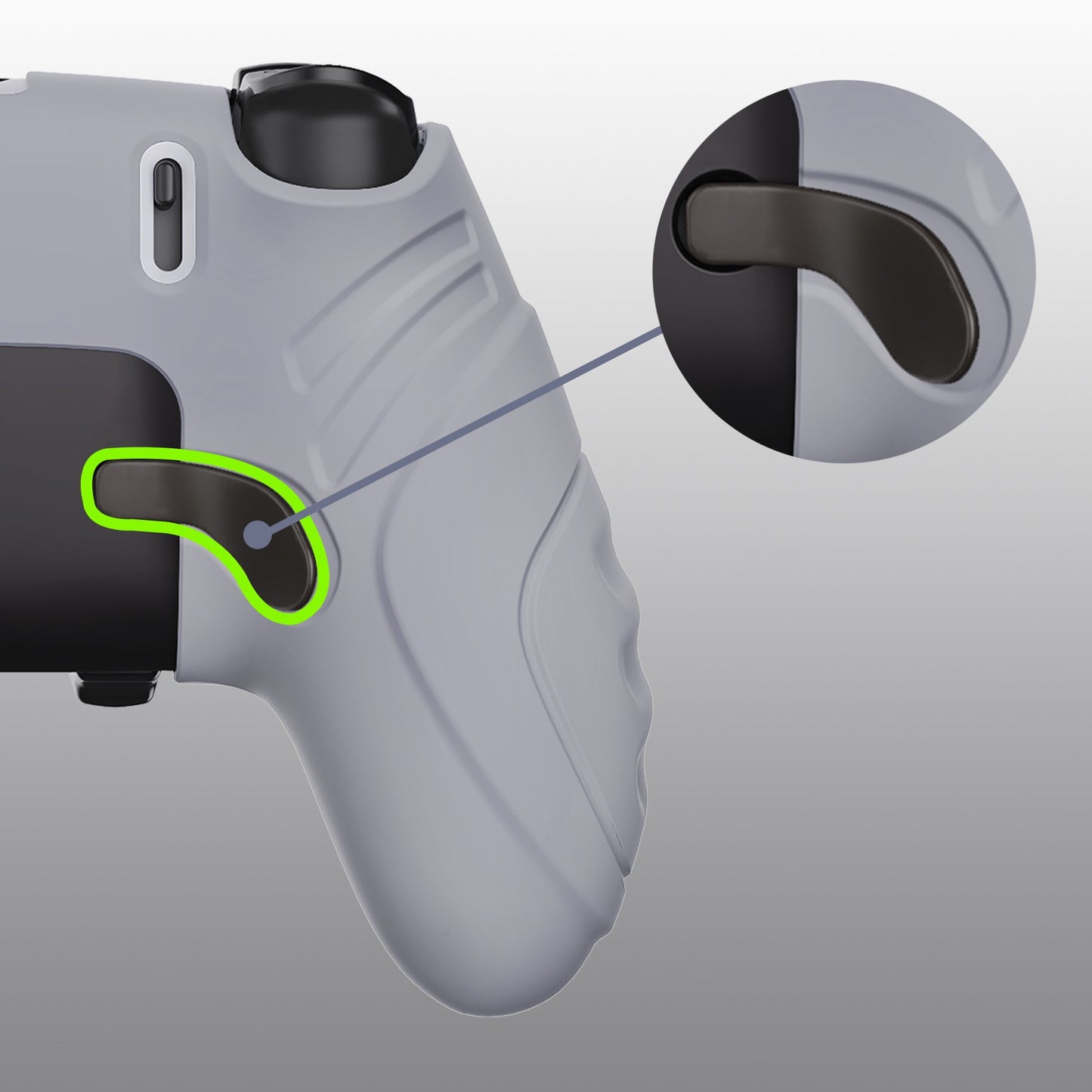 PlayVital Guardian Edition Anti-Slip Ergonomic Silicone Cover Case with Thumb Grip Caps for PS5 Edge Controller - Metallic Gray - EHPFP011 PlayVital