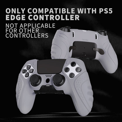 PlayVital Guardian Edition Anti-Slip Ergonomic Silicone Cover Case with Thumb Grip Caps for PS5 Edge Controller - Metallic Gray - EHPFP011 PlayVital