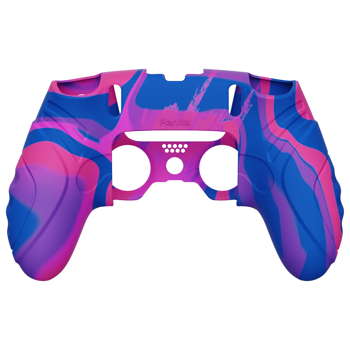 PlayVital Guardian Edition Anti-Slip Ergonomic Silicone Cover Case with Thumb Grip Caps for PS5 Edge Controller - Pink & Purple & Blue - EHPFP013 PlayVital