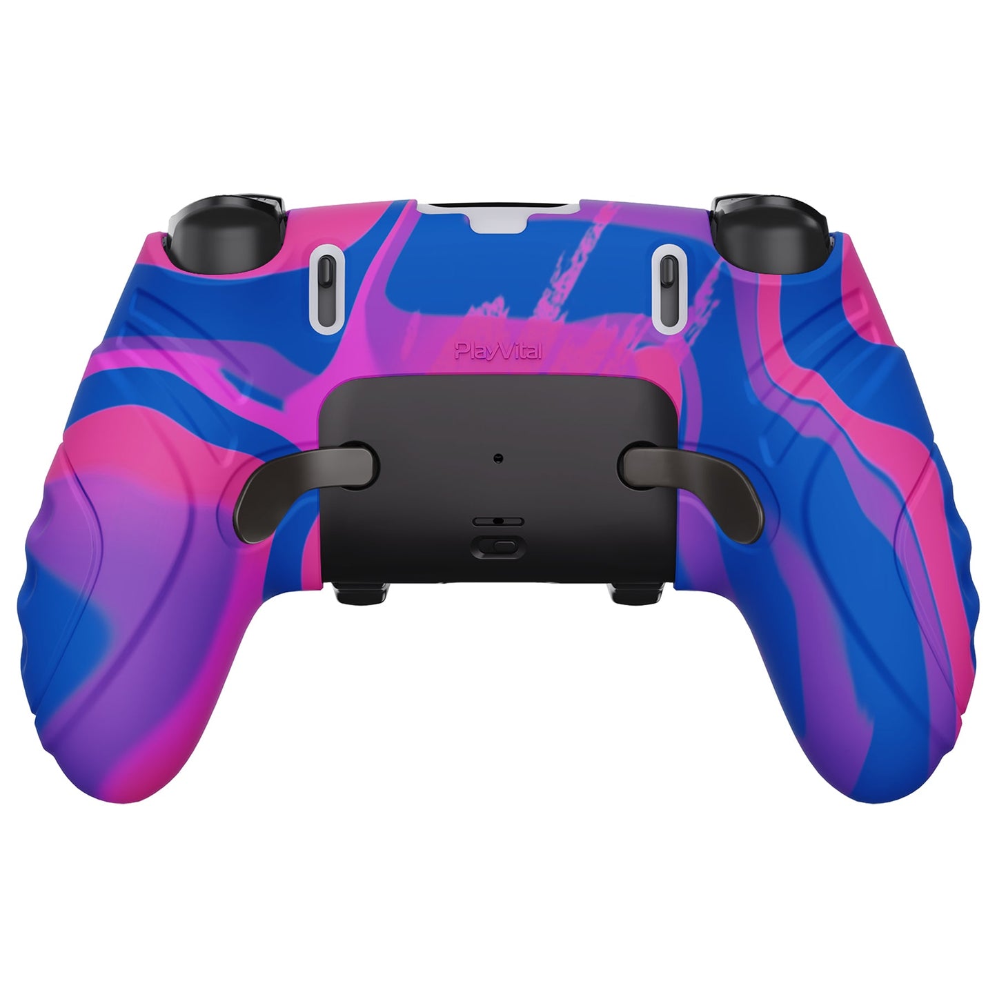 PlayVital Guardian Edition Anti-Slip Ergonomic Silicone Cover Case with Thumb Grip Caps for PS5 Edge Controller - Pink & Purple & Blue - EHPFP013 PlayVital