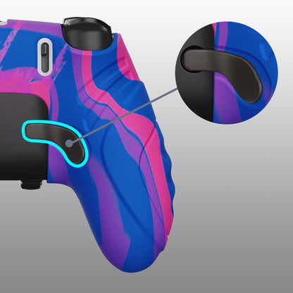 PlayVital Guardian Edition Anti-Slip Ergonomic Silicone Cover Case with Thumb Grip Caps for PS5 Edge Controller - Pink & Purple & Blue - EHPFP013 PlayVital