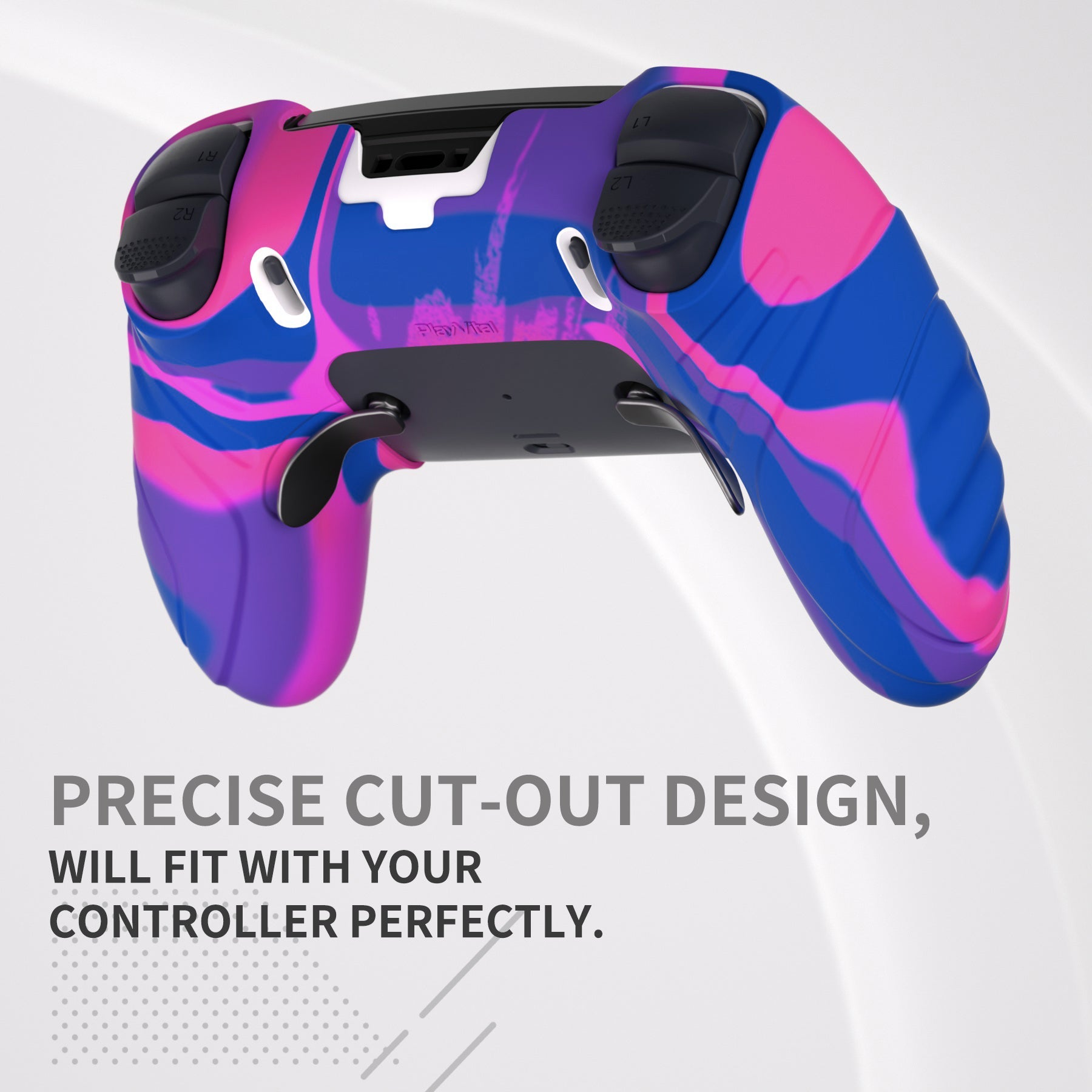 PlayVital Guardian Edition Anti-Slip Ergonomic Silicone Cover Case with Thumb Grip Caps for PS5 Edge Controller - Pink & Purple & Blue - EHPFP013 PlayVital