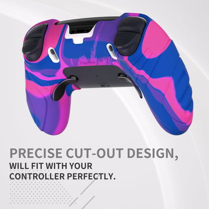 PlayVital Guardian Edition Anti-Slip Ergonomic Silicone Cover Case with Thumb Grip Caps for PS5 Edge Controller - Pink & Purple & Blue - EHPFP013 PlayVital