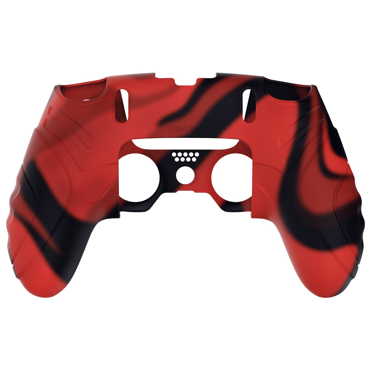 PlayVital Guardian Edition Anti-Slip Ergonomic Silicone Cover Case with Thumb Grip Caps for PS5 Edge Controller - Red & Black - EHPFP007 PlayVital