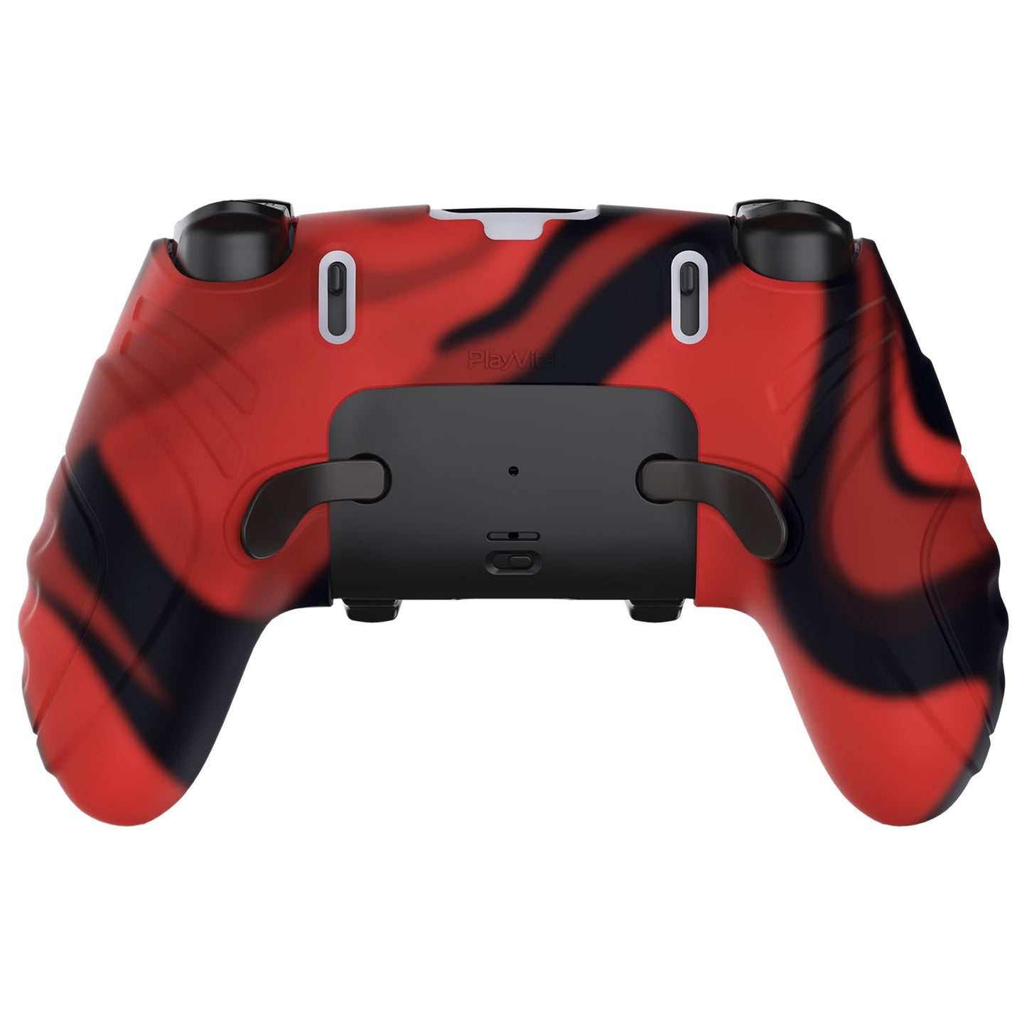 PlayVital Guardian Edition Anti-Slip Ergonomic Silicone Cover Case with Thumb Grip Caps for PS5 Edge Controller - Red & Black - EHPFP007 PlayVital