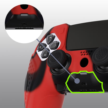 PlayVital Guardian Edition Anti-Slip Ergonomic Silicone Cover Case with Thumb Grip Caps for PS5 Edge Controller - Red & Black - EHPFP007 PlayVital