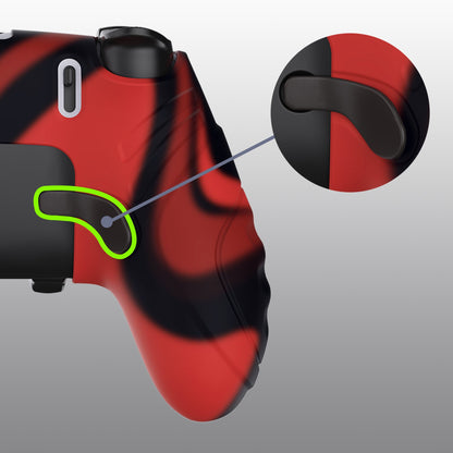 PlayVital Guardian Edition Anti-Slip Ergonomic Silicone Cover Case with Thumb Grip Caps for PS5 Edge Controller - Red & Black - EHPFP007 PlayVital