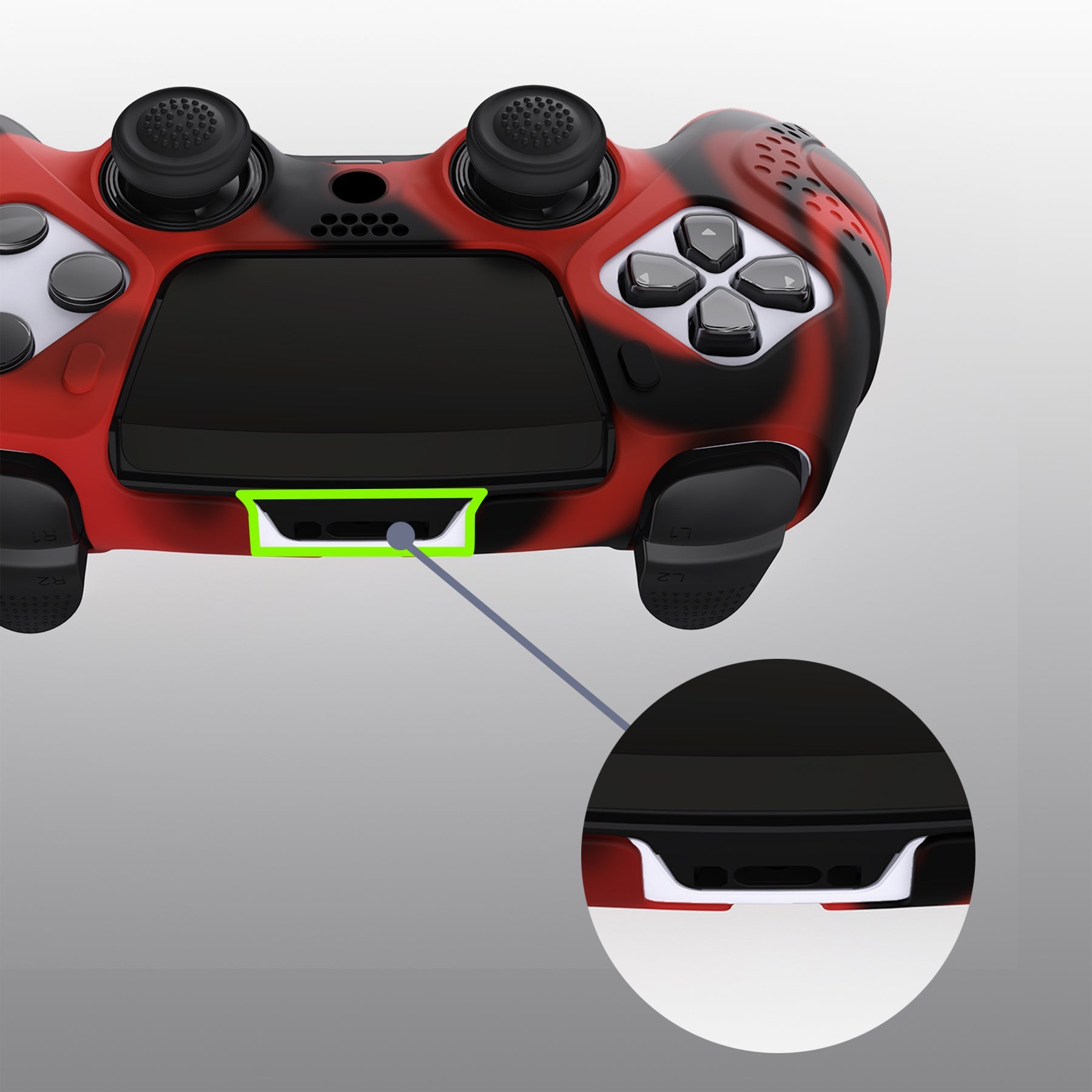 PlayVital Guardian Edition Anti-Slip Ergonomic Silicone Cover Case with Thumb Grip Caps for PS5 Edge Controller - Red & Black - EHPFP007 PlayVital