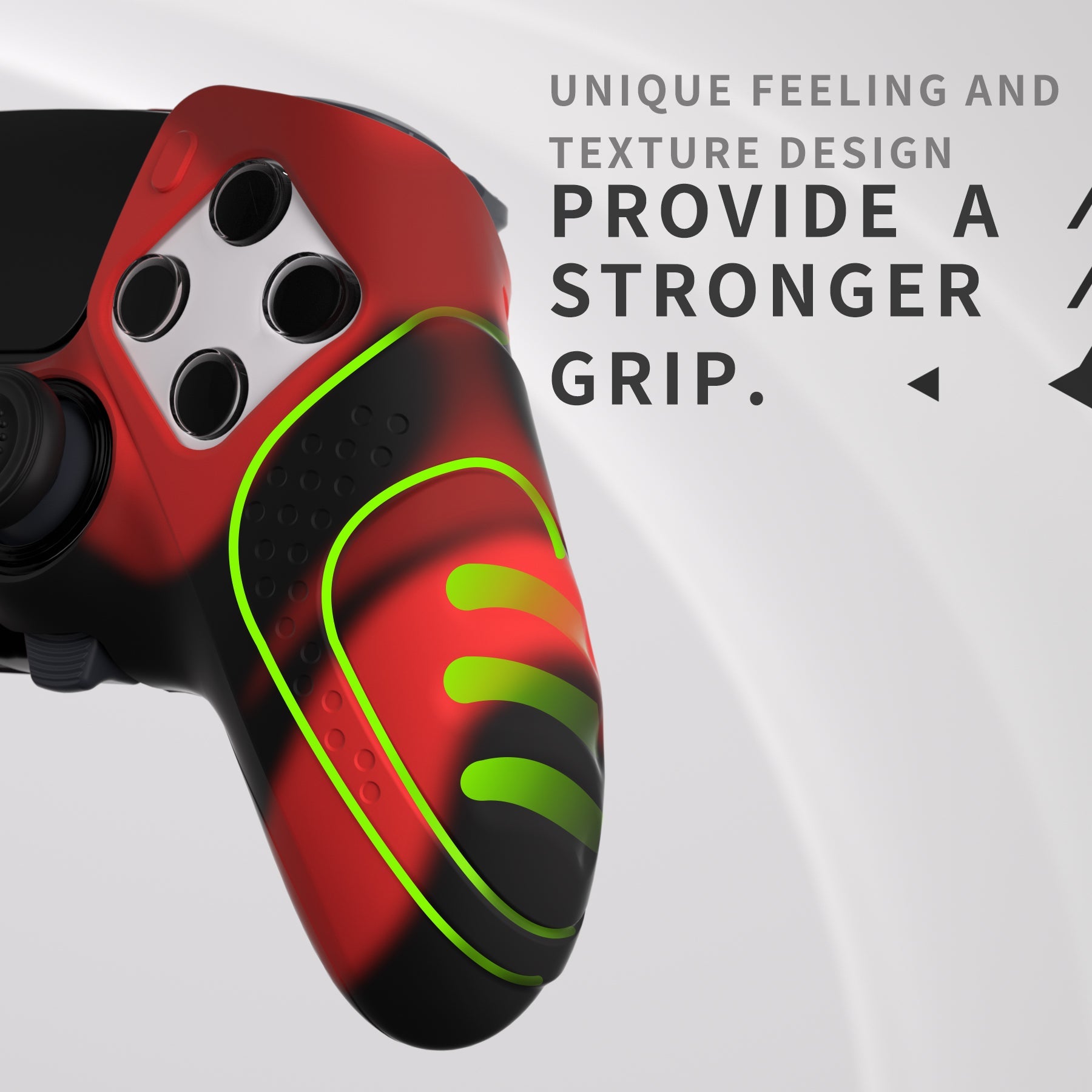 PlayVital Guardian Edition Anti-Slip Ergonomic Silicone Cover Case with Thumb Grip Caps for PS5 Edge Controller - Red & Black - EHPFP007 PlayVital