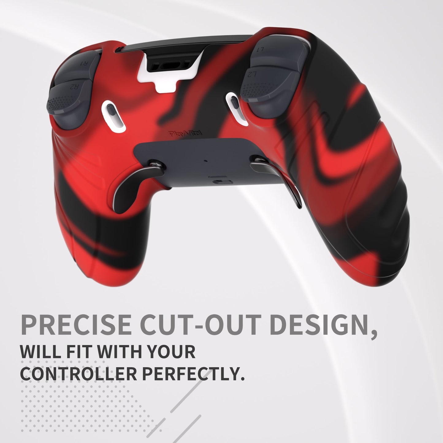 PlayVital Guardian Edition Anti-Slip Ergonomic Silicone Cover Case with Thumb Grip Caps for PS5 Edge Controller - Red & Black - EHPFP007 PlayVital