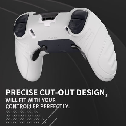 PlayVital Guardian Edition Anti-Slip Ergonomic Silicone Cover Case with Thumb Grip Caps for PS5 Edge Controller - White - EHPFP002 PlayVital