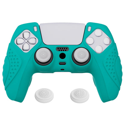 PlayVital Guardian Edition Anti-Slip Silicone Cover Skin with Thumb Grip Caps for PS5 Wireless Controller - Aqua Green - YHPF010 PlayVital