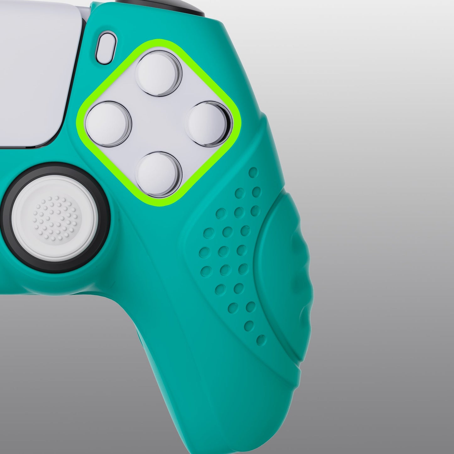 PlayVital Guardian Edition Anti-Slip Silicone Cover Skin with Thumb Grip Caps for PS5 Wireless Controller - Aqua Green - YHPF010 PlayVital