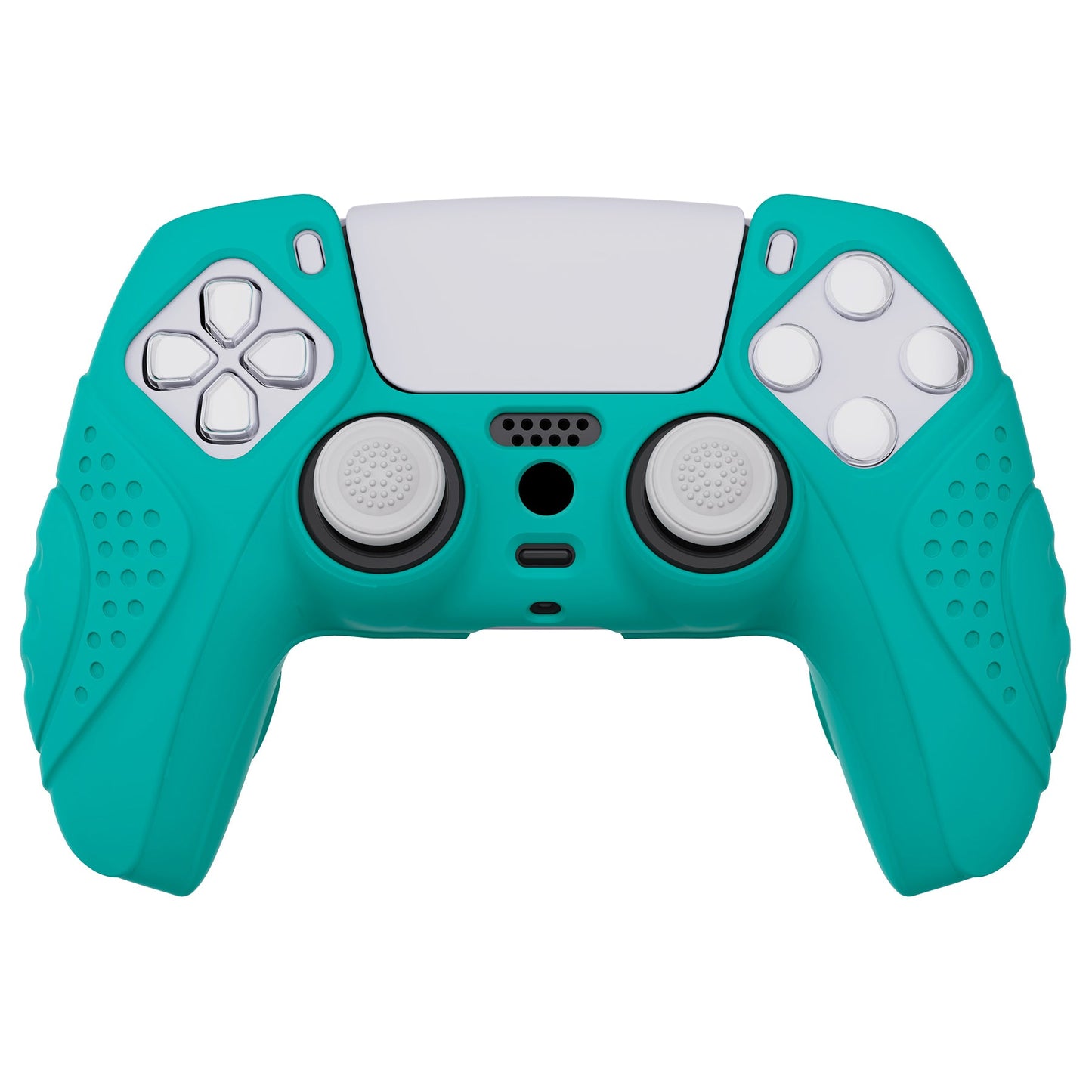 PlayVital Guardian Edition Anti-Slip Silicone Cover Skin with Thumb Grip Caps for PS5 Wireless Controller - Aqua Green - YHPF010 PlayVital