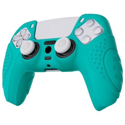 PlayVital Guardian Edition Anti-Slip Silicone Cover Skin with Thumb Grip Caps for PS5 Wireless Controller - Aqua Green - YHPF010 PlayVital