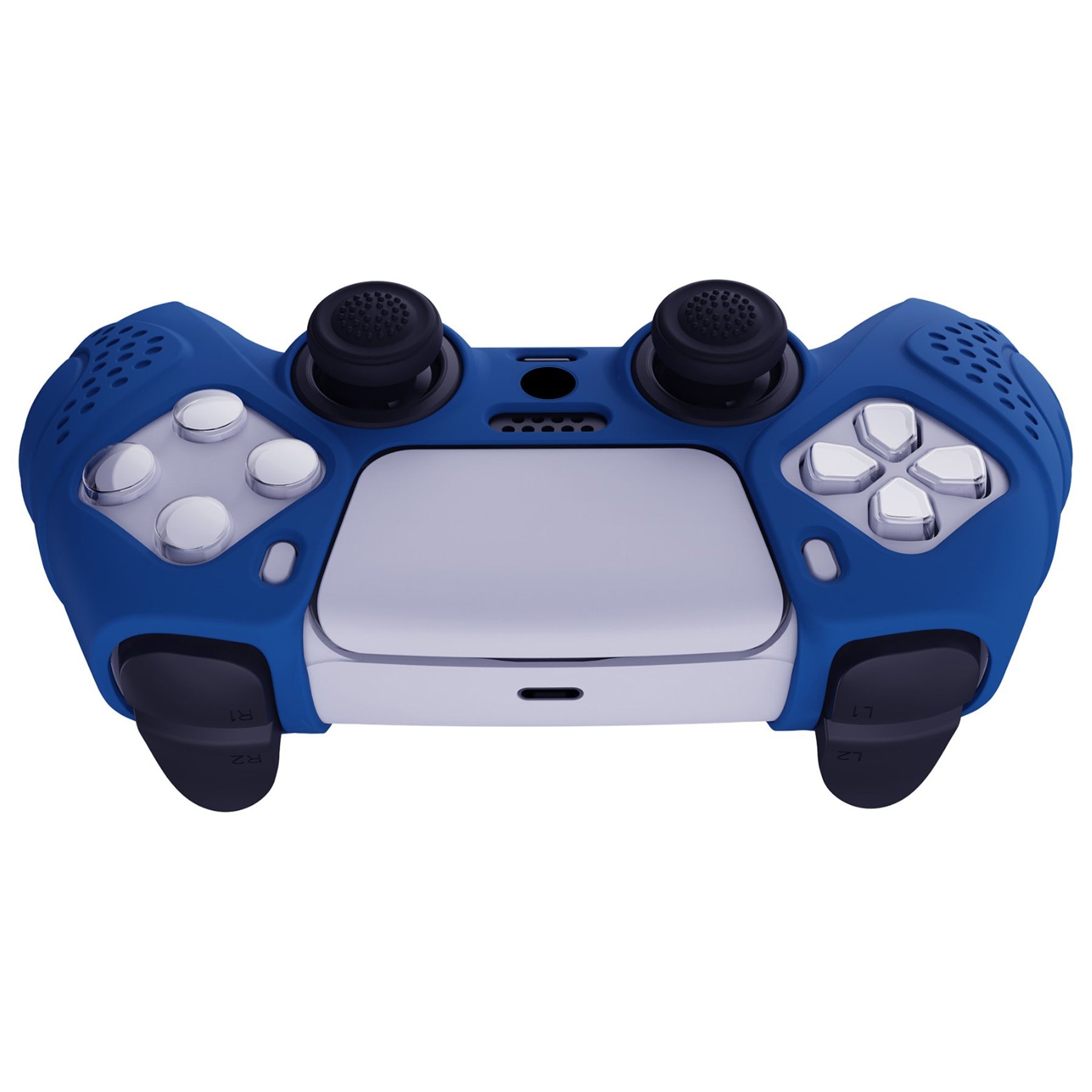 PlayVital Guardian Edition Anti-Slip Silicone Cover Skin with Thumb Grip Caps for PS5 Wireless Controller - Blue - YHPF008 PlayVital