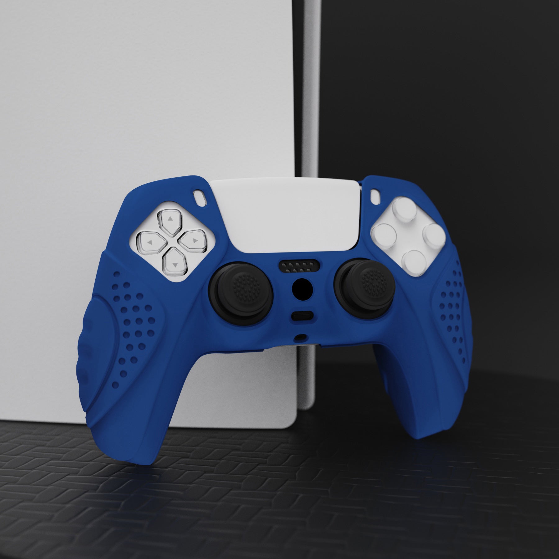 PlayVital Guardian Edition Anti-Slip Silicone Cover Skin with Thumb Grip Caps for PS5 Wireless Controller - Blue - YHPF008 PlayVital