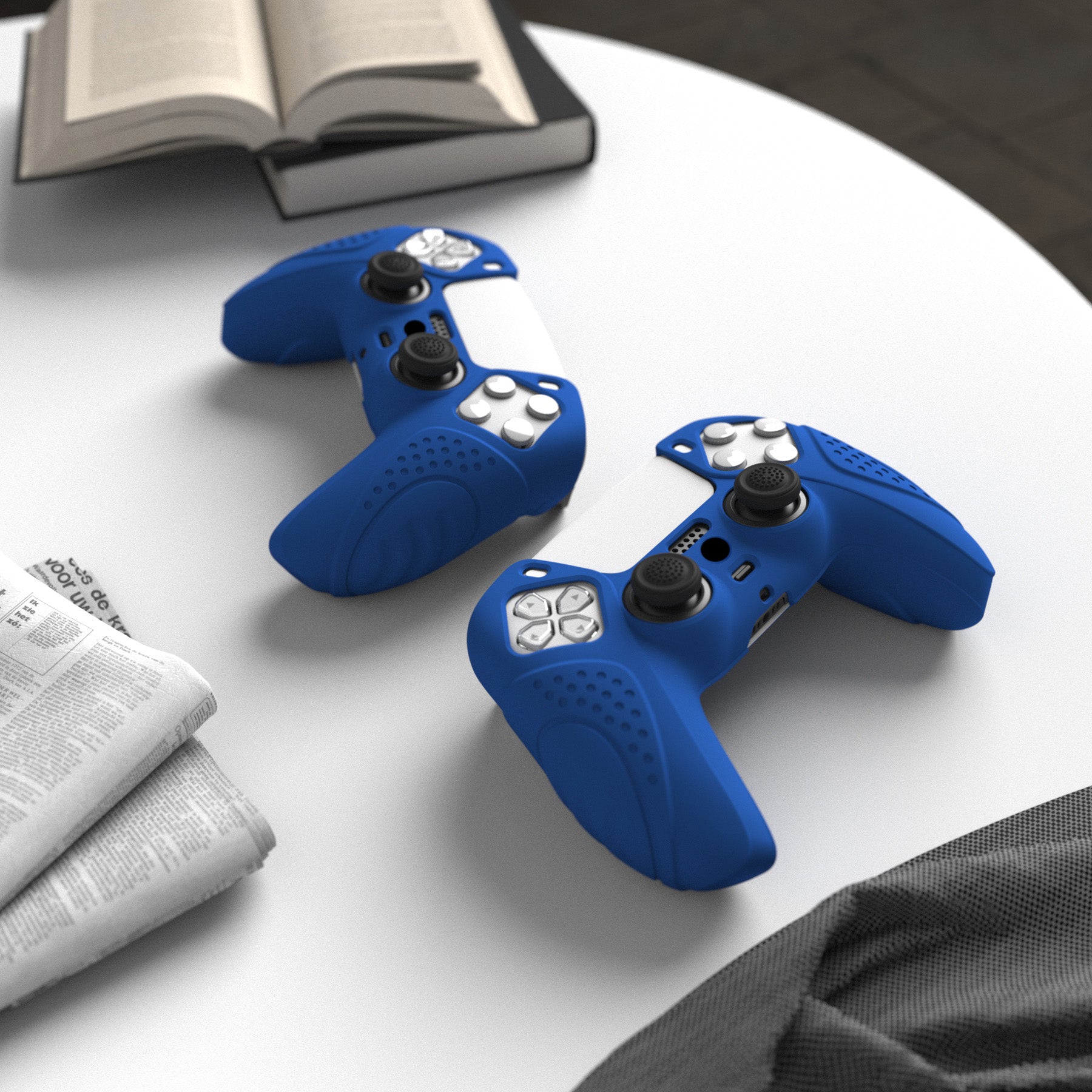 PlayVital Guardian Edition Anti-Slip Silicone Cover Skin with Thumb Grip Caps for PS5 Wireless Controller - Blue - YHPF008 PlayVital