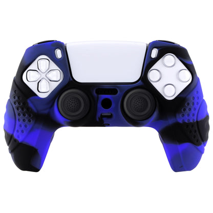 PlayVital Guardian Edition Anti-Slip Silicone Cover Skin with Thumb Grip Caps for PS5 Wireless Controller - Blue & Black - YHPF021 PlayVital