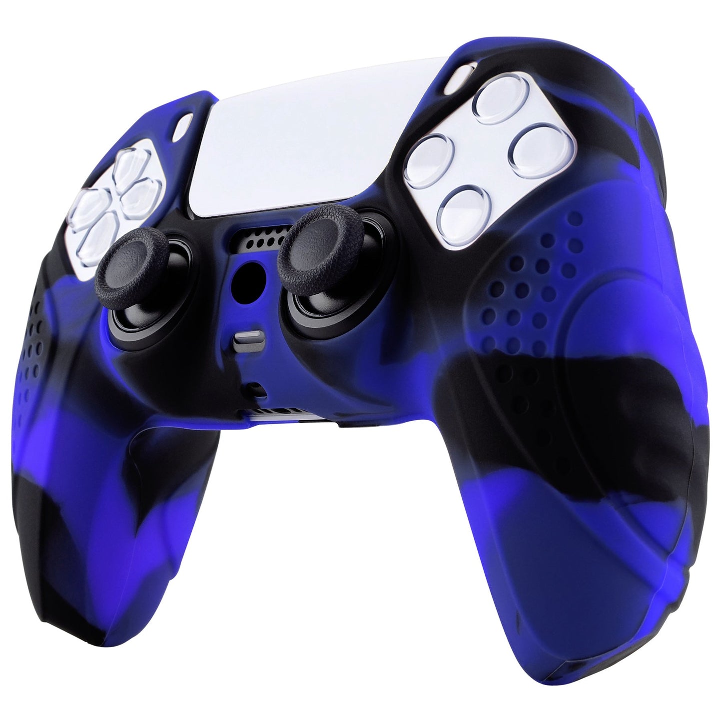 PlayVital Guardian Edition Anti-Slip Silicone Cover Skin with Thumb Grip Caps for PS5 Wireless Controller - Blue & Black - YHPF021 PlayVital