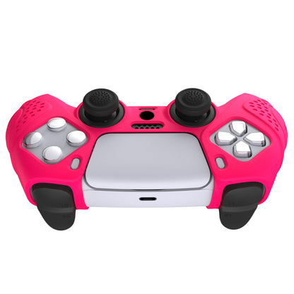 PlayVital Guardian Edition Anti-Slip Silicone Cover Skin with Thumb Grip Caps for PS5 Wireless Controller - Bright Pink - YHPF023 PlayVital