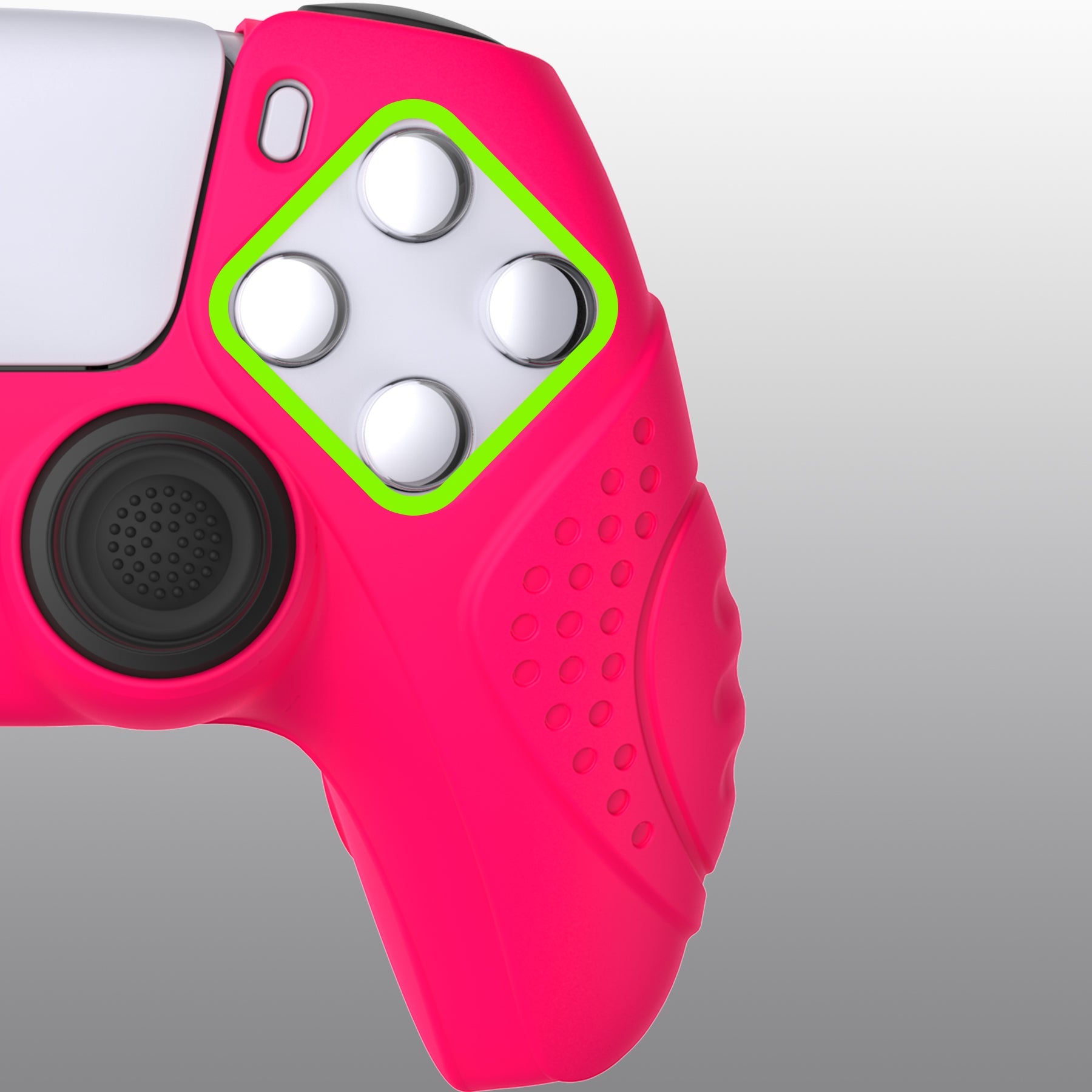 PlayVital Guardian Edition Anti-Slip Silicone Cover Skin with Thumb Grip Caps for PS5 Wireless Controller - Bright Pink - YHPF023 PlayVital