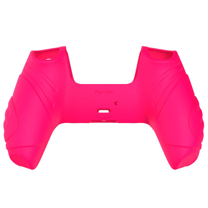 PlayVital Guardian Edition Anti-Slip Silicone Cover Skin with Thumb Grip Caps for PS5 Wireless Controller - Bright Pink - YHPF023 PlayVital