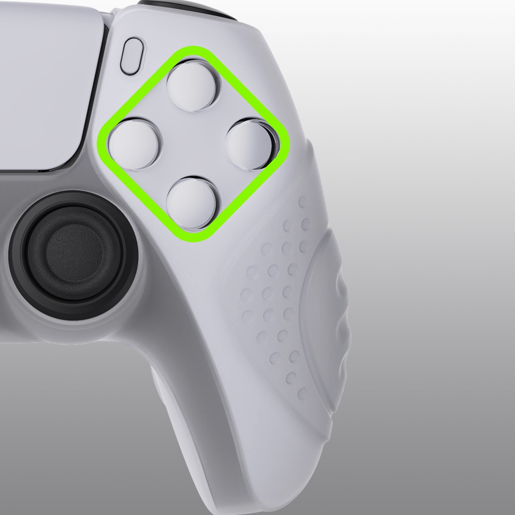 PlayVital Guardian Edition Anti-Slip Silicone Cover Skin with Thumb Grip Caps for PS5 Wireless Controller - Clear White - YHPF013 PlayVital