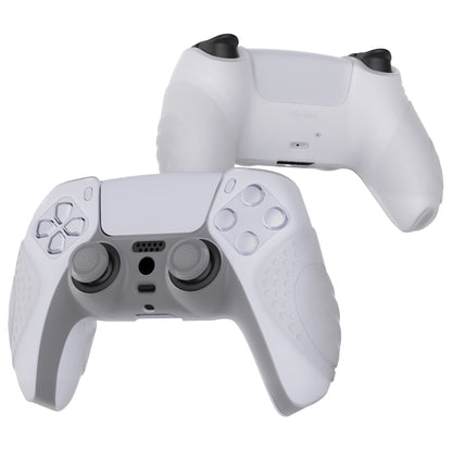 PlayVital Guardian Edition Anti-Slip Silicone Cover Skin with Thumb Grip Caps for PS5 Wireless Controller - Clear White - YHPF013 PlayVital