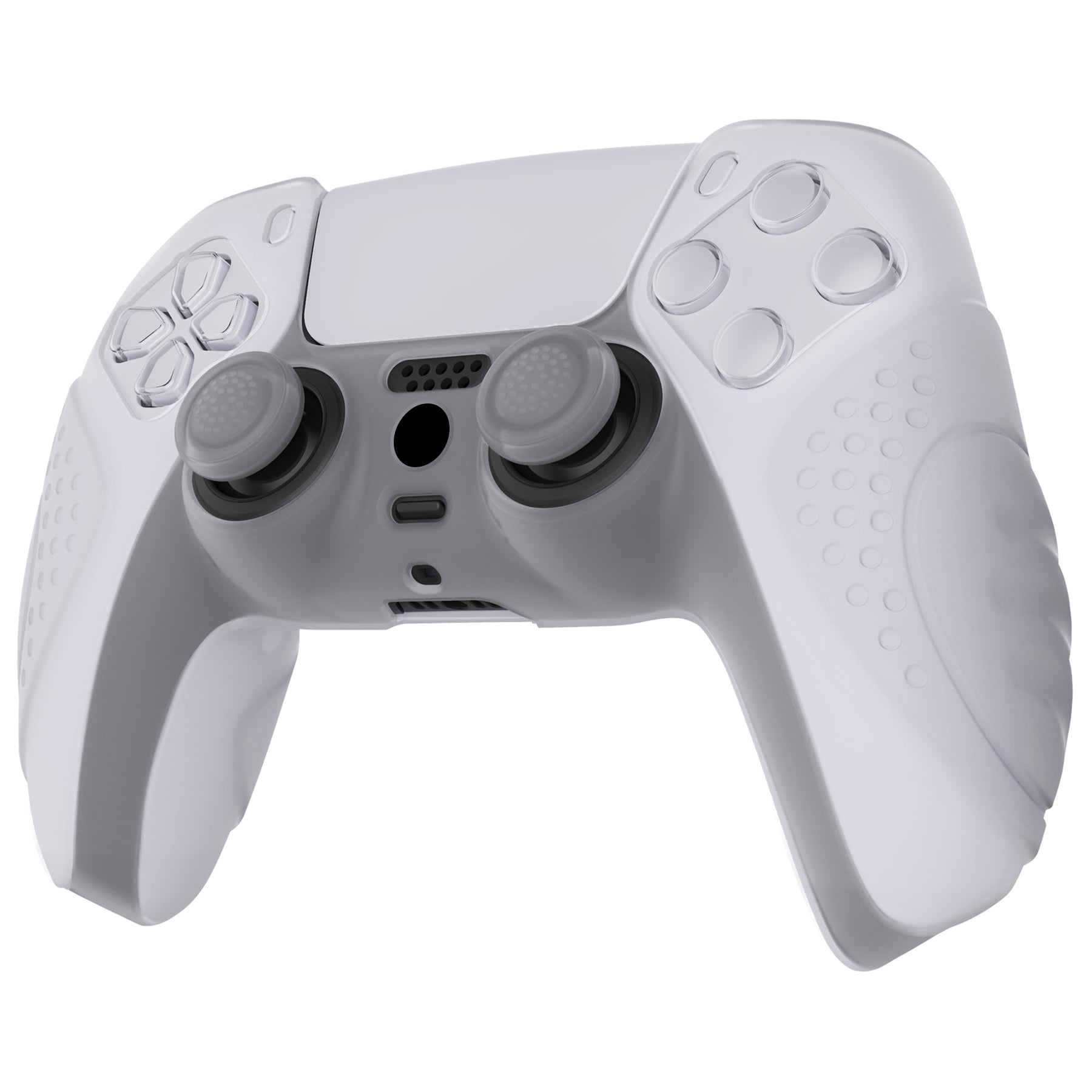 PlayVital Guardian Edition Anti-Slip Silicone Cover Skin with Thumb Grip Caps for PS5 Wireless Controller - Clear White - YHPF013 PlayVital