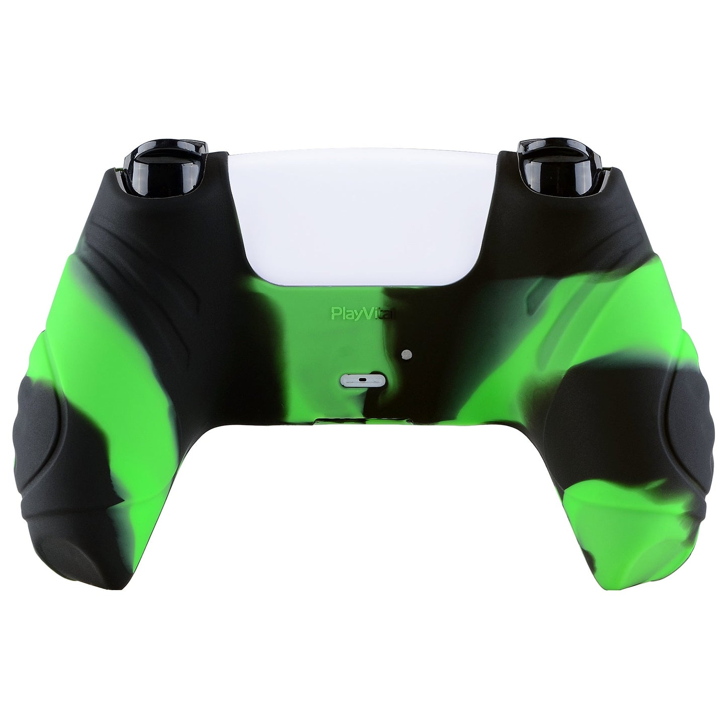 PlayVital Guardian Edition Anti-Slip Silicone Cover Skin with Thumb Grip Caps for PS5 Wireless Controller - Green & Black - YHPF022 PlayVital