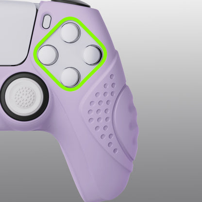 PlayVital Guardian Edition Anti-Slip Silicone Cover Skin with Thumb Grip Caps for PS5 Wireless Controller - Mauve Purple - YHPF009 PlayVital