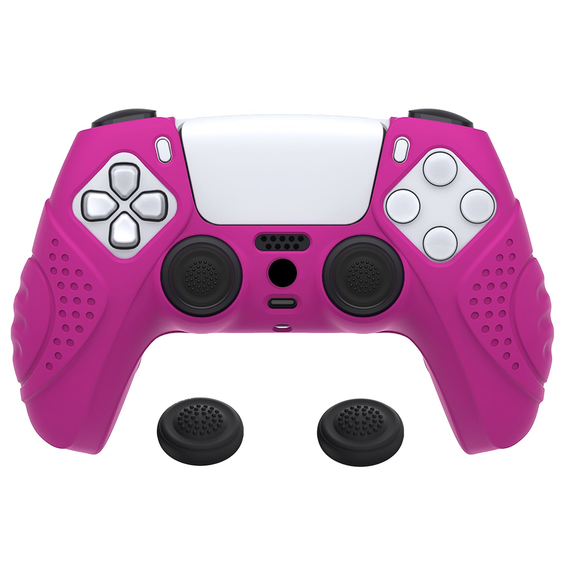 PlayVital Guardian Edition Anti-Slip Silicone Cover Skin with Thumb Grip Caps for PS5 Wireless Controller - Neon Purple - YHPF026 PlayVital