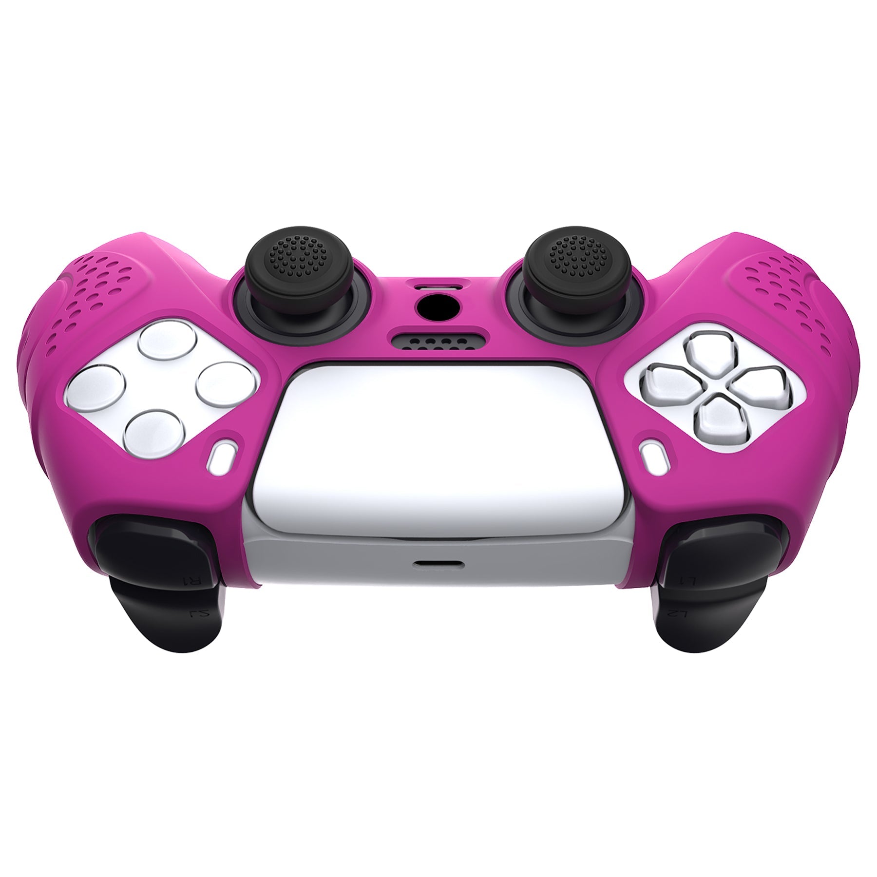 PlayVital Guardian Edition Anti-Slip Silicone Cover Skin with Thumb Grip Caps for PS5 Wireless Controller - Neon Purple - YHPF026 PlayVital