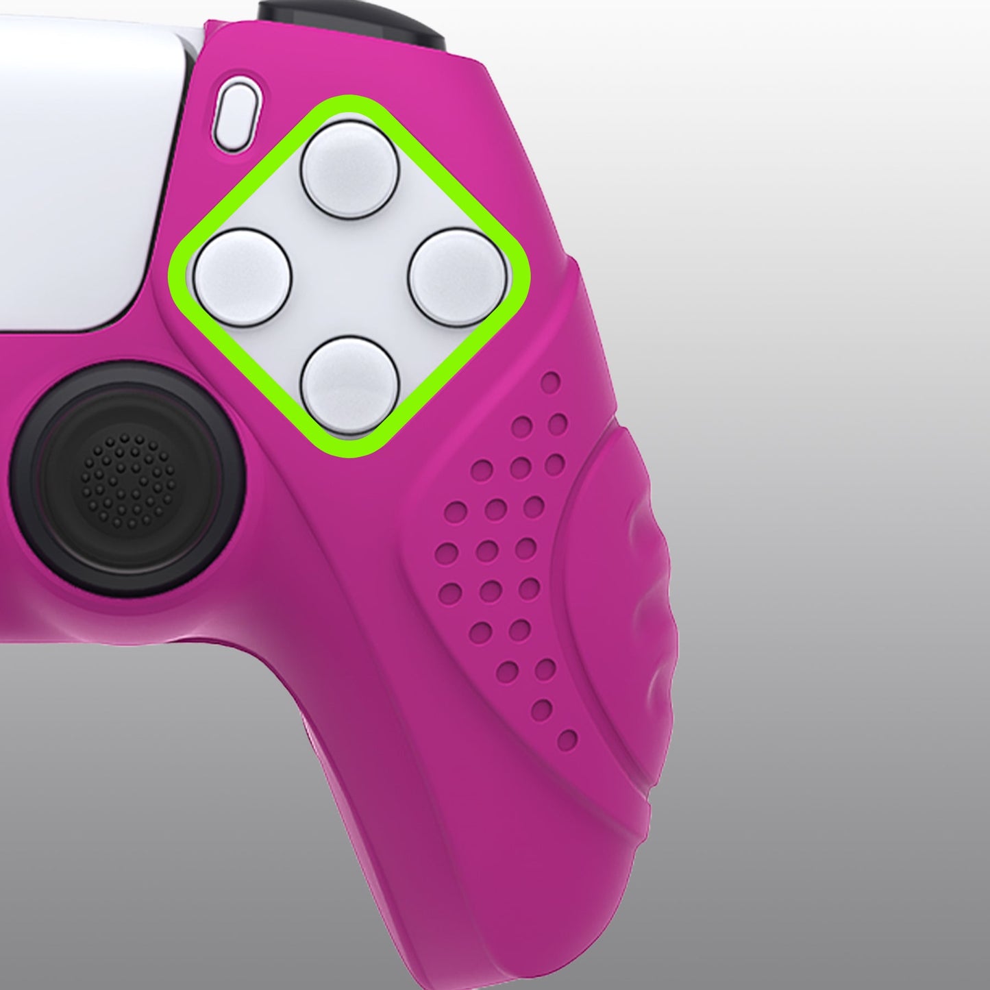 PlayVital Guardian Edition Anti-Slip Silicone Cover Skin with Thumb Grip Caps for PS5 Wireless Controller - Neon Purple - YHPF026 PlayVital