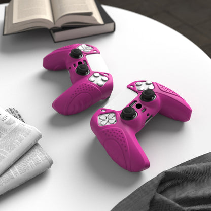 PlayVital Guardian Edition Anti-Slip Silicone Cover Skin with Thumb Grip Caps for PS5 Wireless Controller - Neon Purple - YHPF026 PlayVital