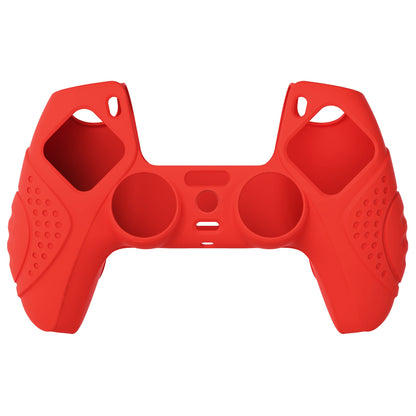 PlayVital Guardian Edition Anti-Slip Silicone Cover Skin with Thumb Grip Caps for PS5 Wireless Controller - Passion Red - YHPF012 PlayVital