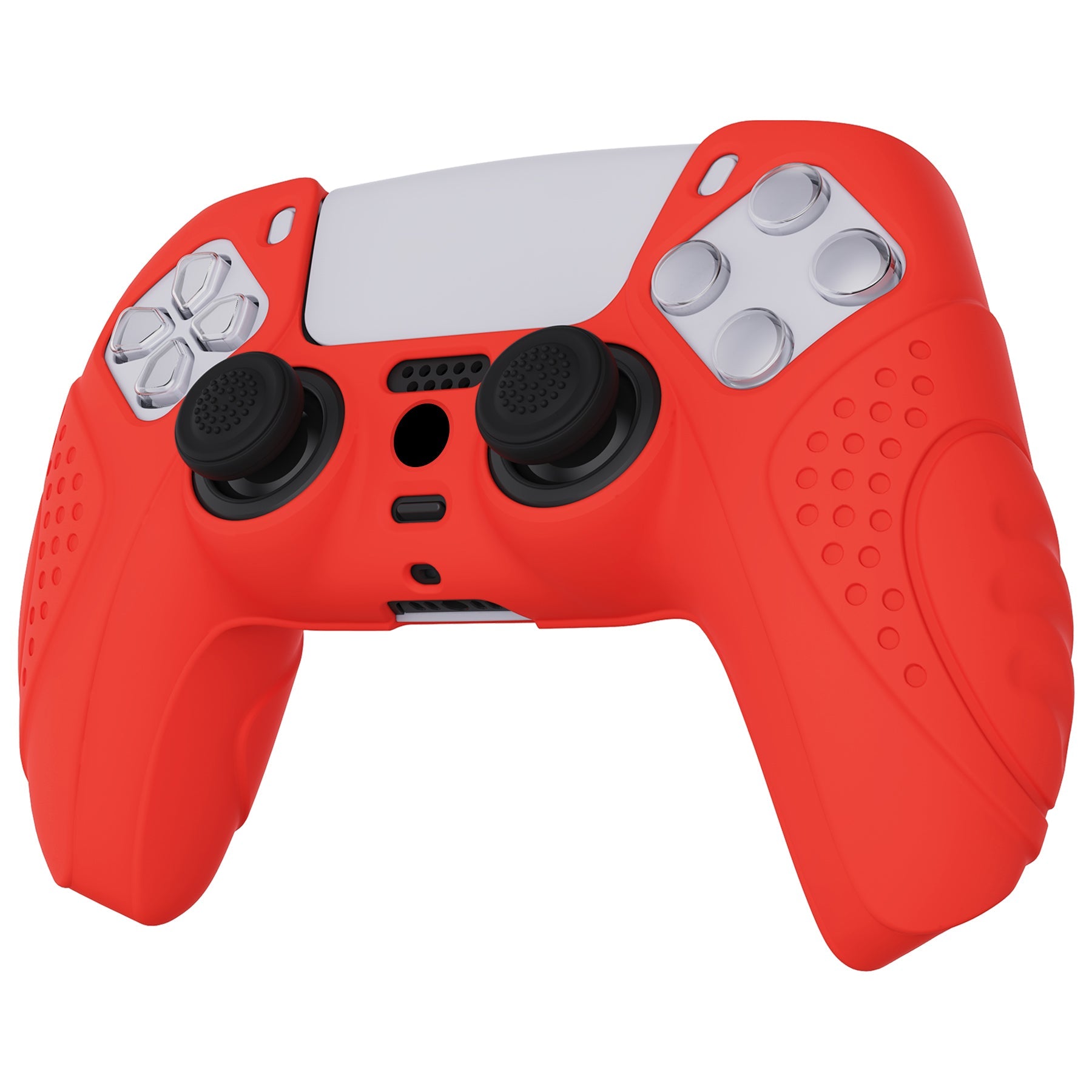 PlayVital Guardian Edition Anti-Slip Silicone Cover Skin with Thumb Grip Caps for PS5 Wireless Controller - Passion Red - YHPF012 PlayVital