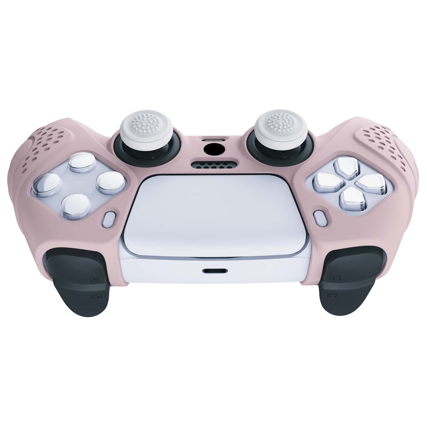 PlayVital Guardian Edition Anti-Slip Silicone Cover Skin with Thumb Grip Caps for PS5 Wireless Controller - Pink - YHPF005 PlayVital