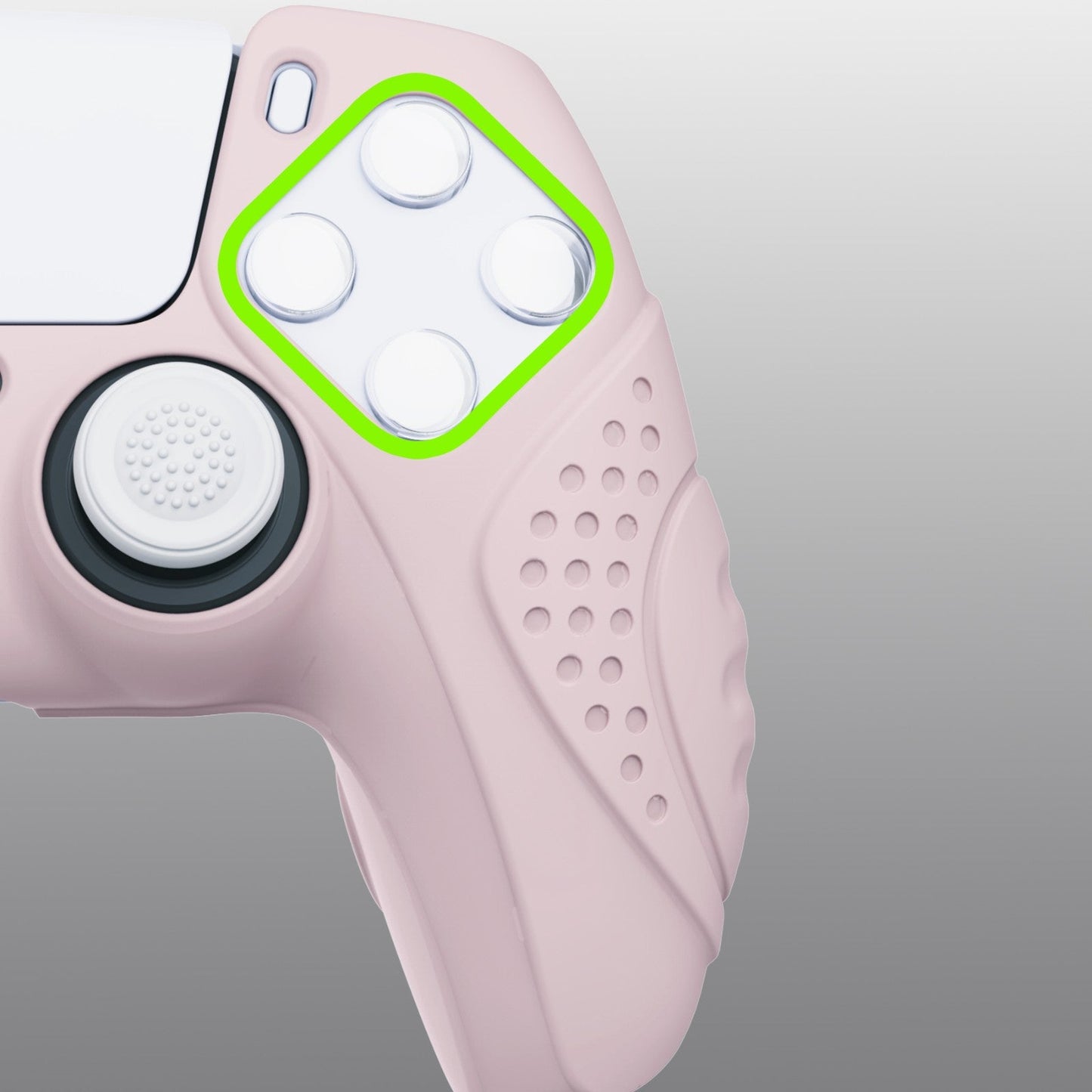 PlayVital Guardian Edition Anti-Slip Silicone Cover Skin with Thumb Grip Caps for PS5 Wireless Controller - Pink - YHPF005 PlayVital